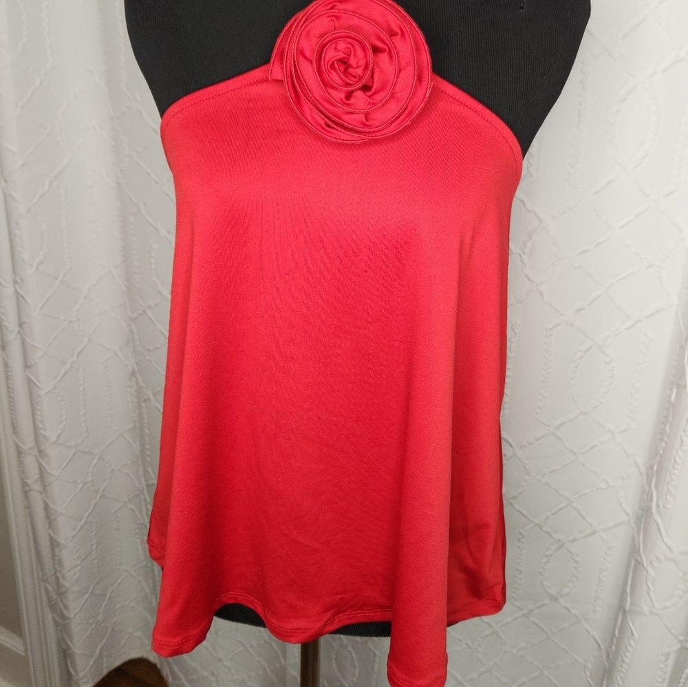 NWT Red Flower Bloom Thirty Thirty LA Halter MEDIUM